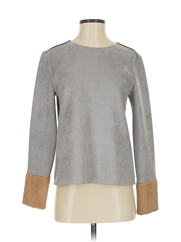 Pre-owned Zara W&b Collection Long Sleeve Blouse In Gray