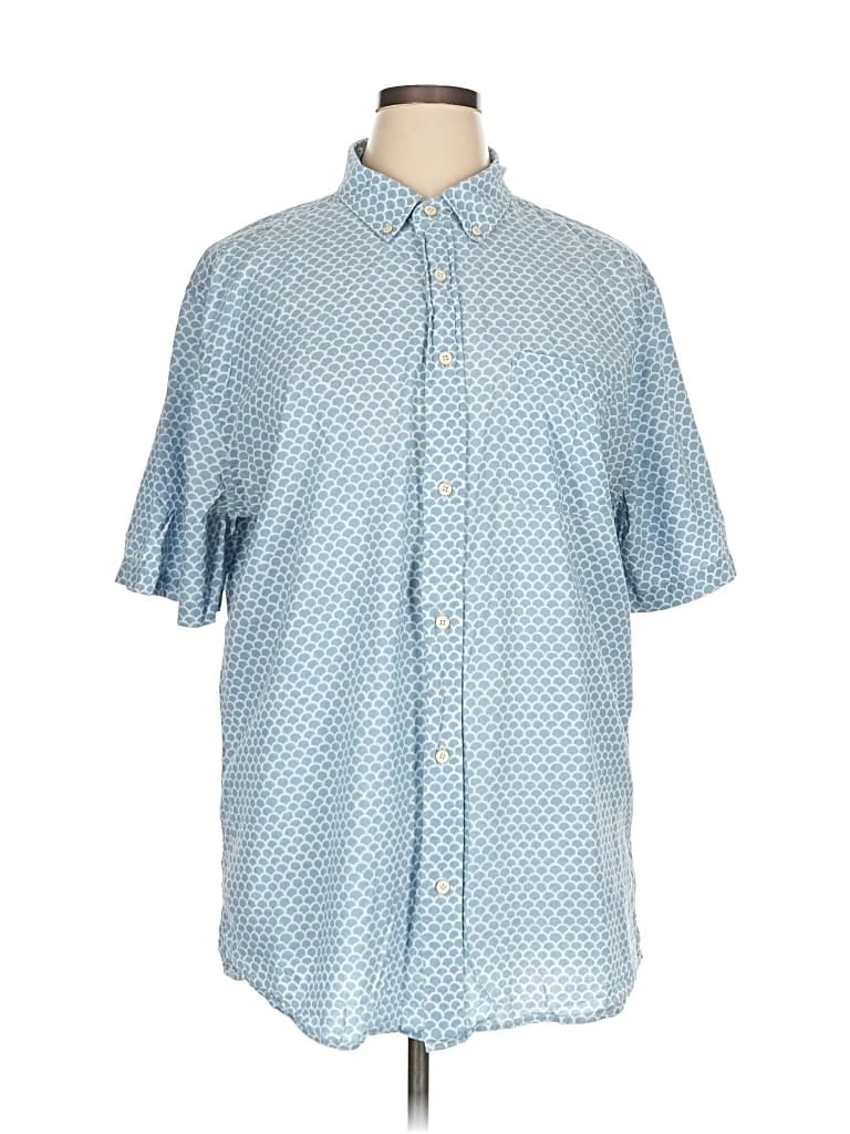 Pre-owned Faherty Short Sleeve Button Down Shirt In Blue