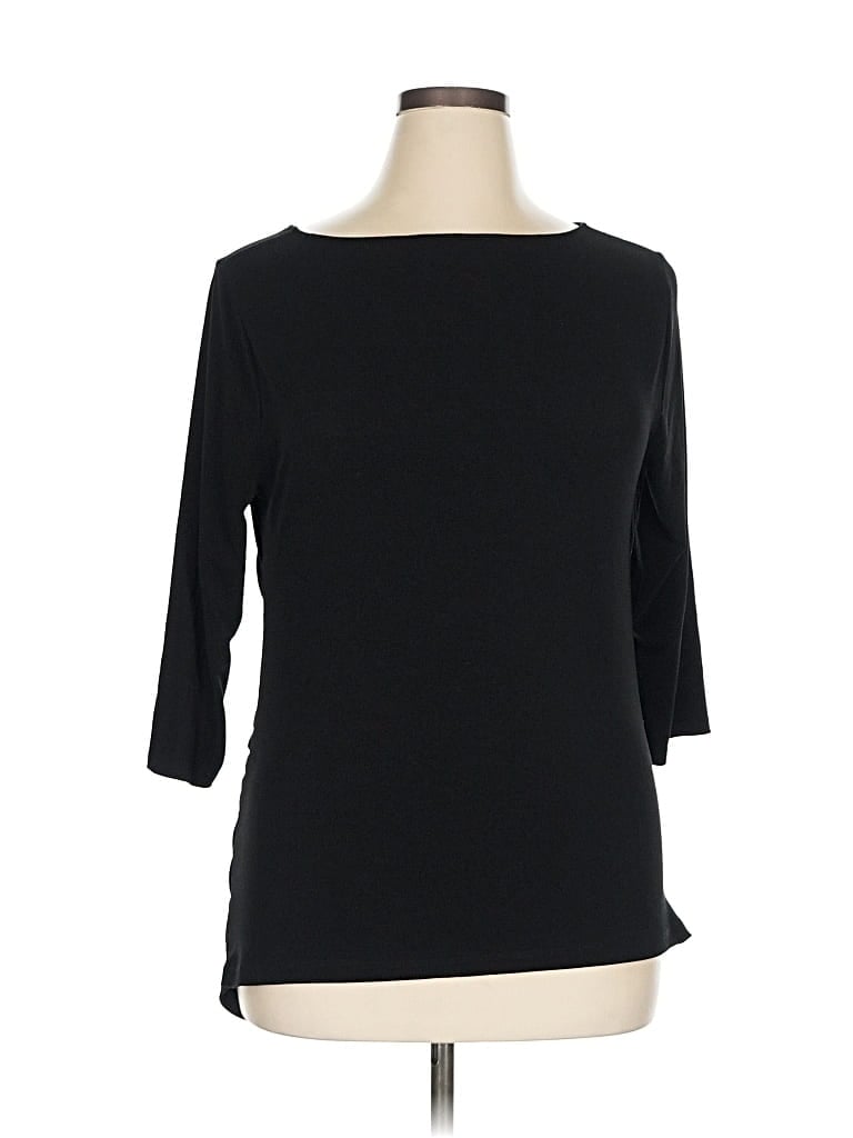 Pre-owned Ann Taylor Factory 3/4 Sleeve Top Black Boatneck Tops