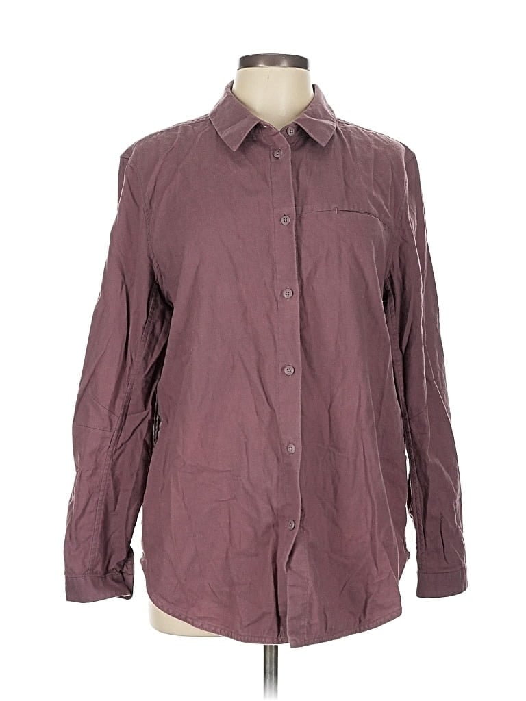 Pre-owned Lululemon Athletica Long Sleeve Button Down Shirt In Burgundy