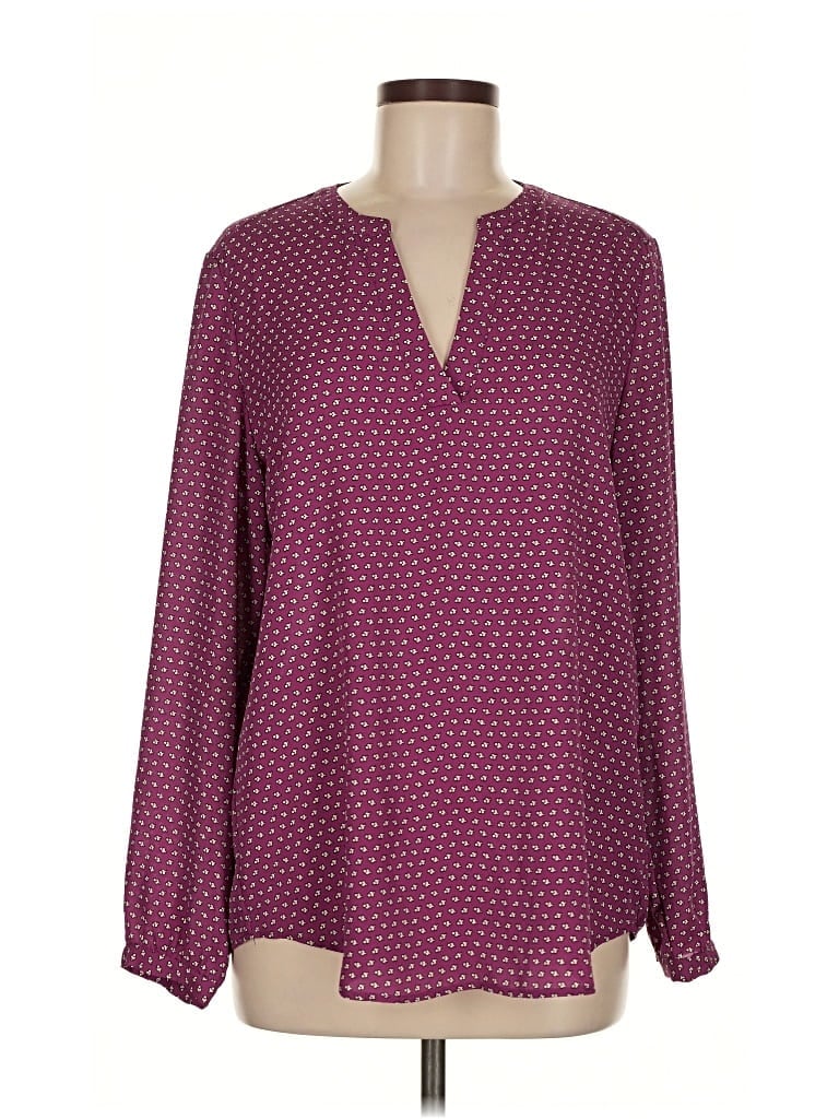 Pre-owned Adrianna Papell Long Sleeve Blouse In Burgundy