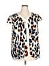Shein Curve 100% Polyester Animal Print Ivory Short Sleeve Blouse Size 20 Plus (4) - photo 1