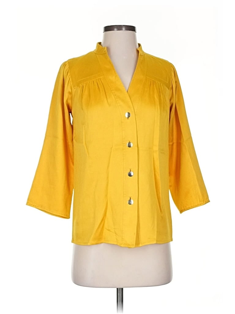 Pre-owned Diane Von Furstenberg 3/4 Sleeve Blouse In Yellow
