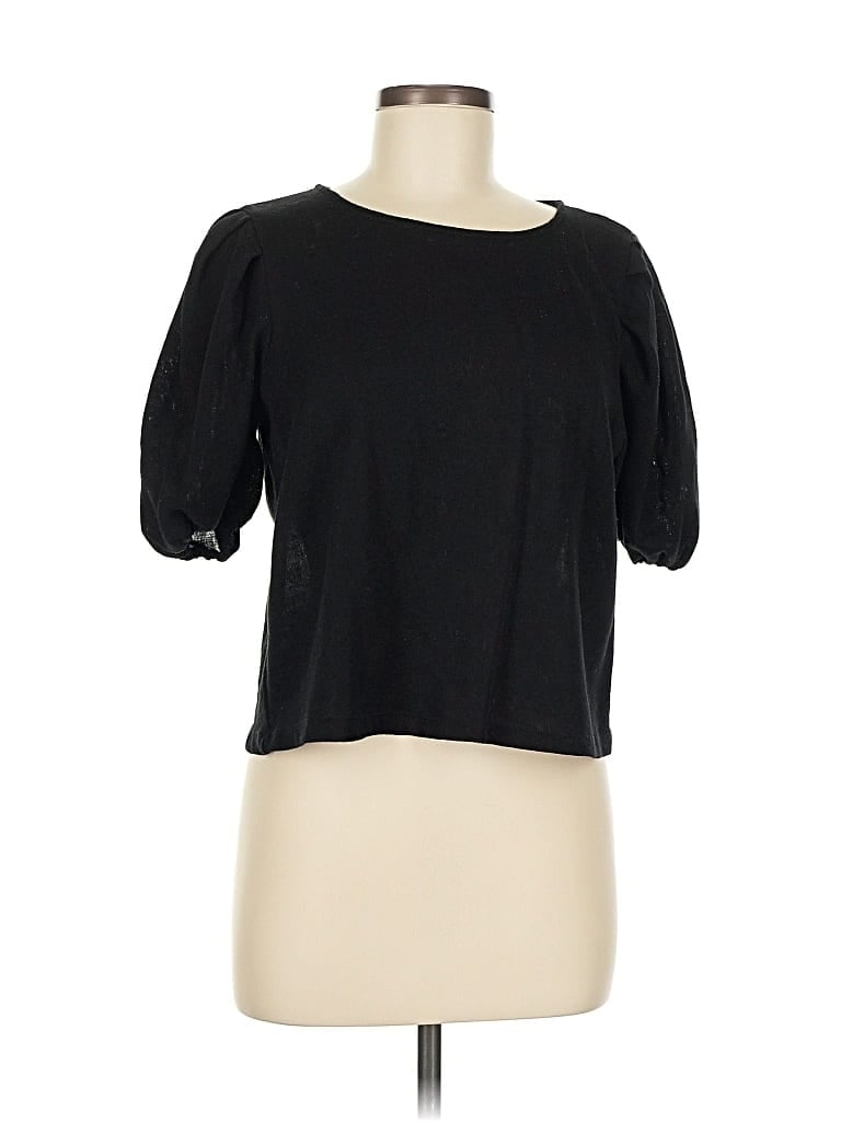 Pre-owned English Factory Short Sleeve Top Black Scoop Neck Tops