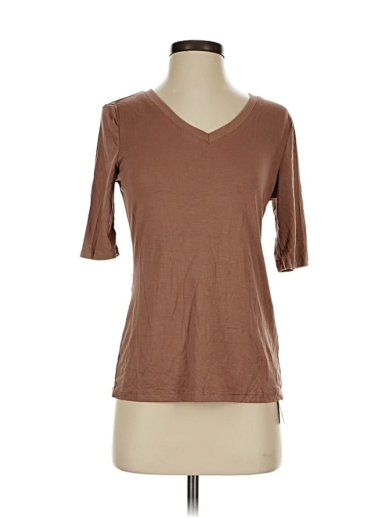 Unbranded 3/4 Sleeve T-shirt In Brown