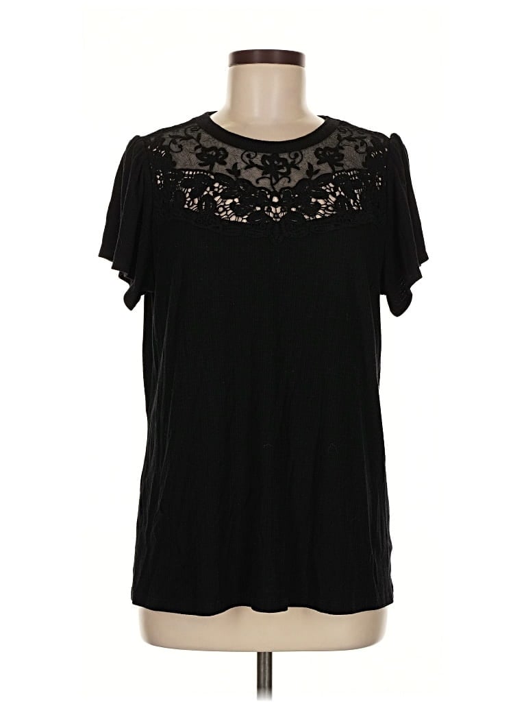 Pre-owned Torrid Short Sleeve Top Black Sweetheart Neckline Tops