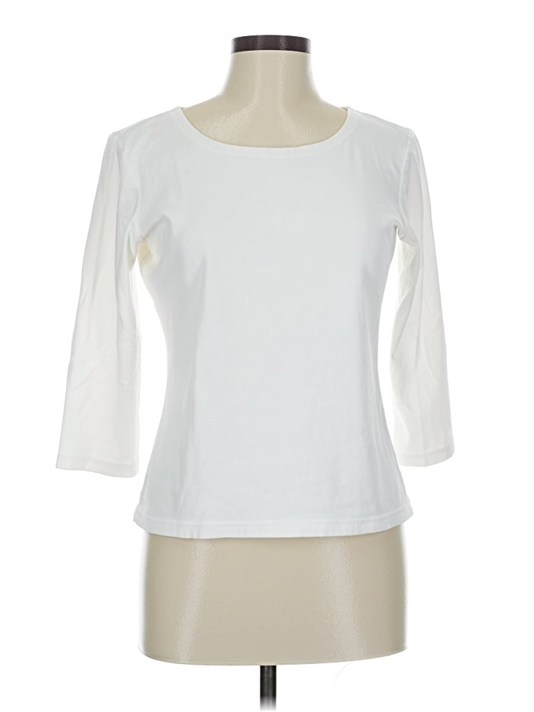 Pre-owned Talbots 3/4 Sleeve T-shirt In White