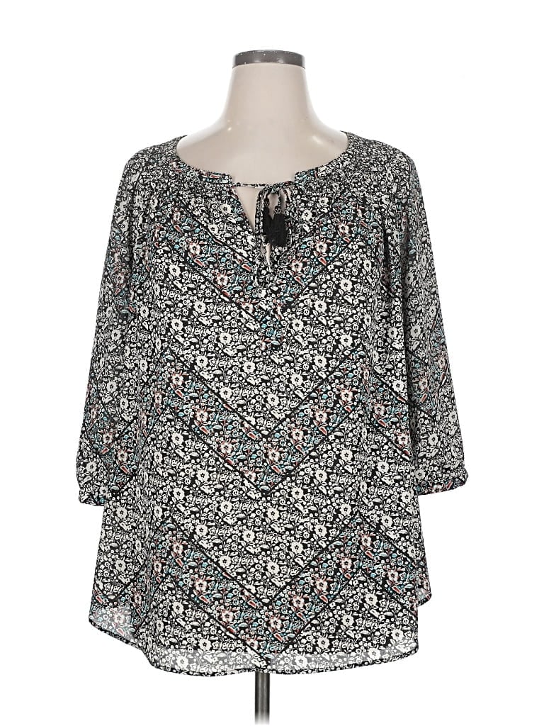 Pre-owned Daniel Rainn 3/4 Sleeve Blouse In Gray