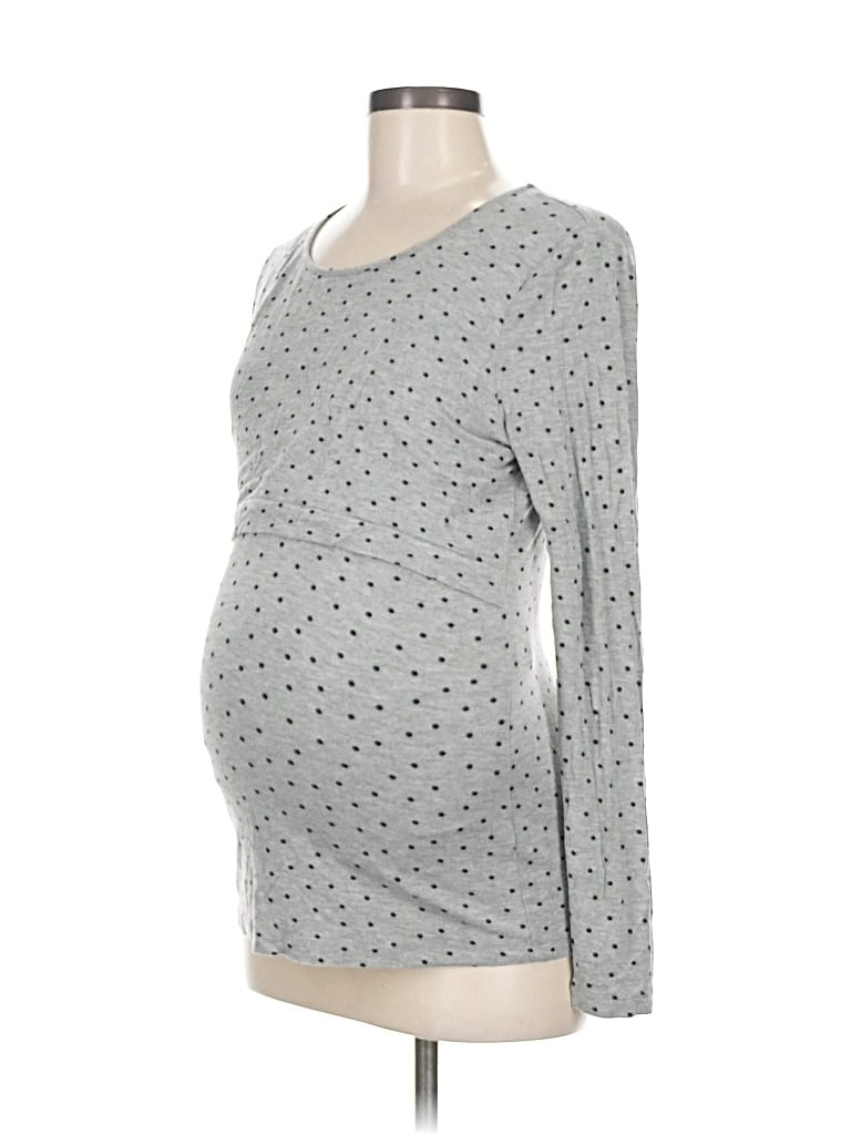 Pre-owned Seraphine Long Sleeve Top Gray Sweetheart Neckline Tops