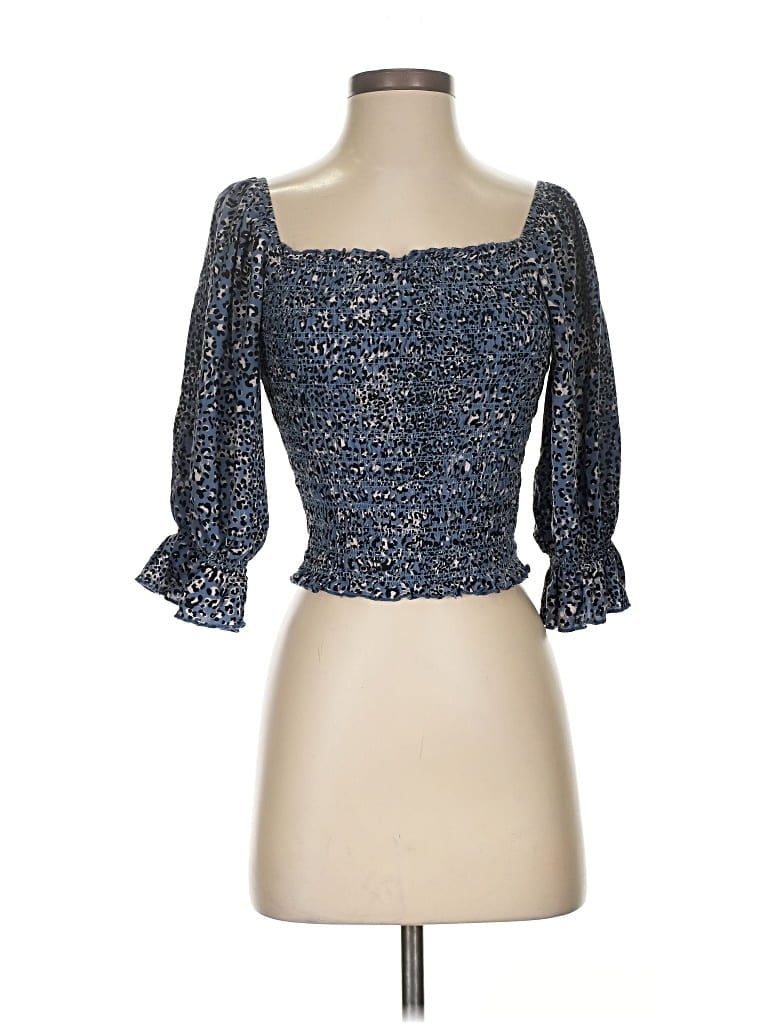 Pre-owned Hem & Thread 3/4 Sleeve Blouse In Blue