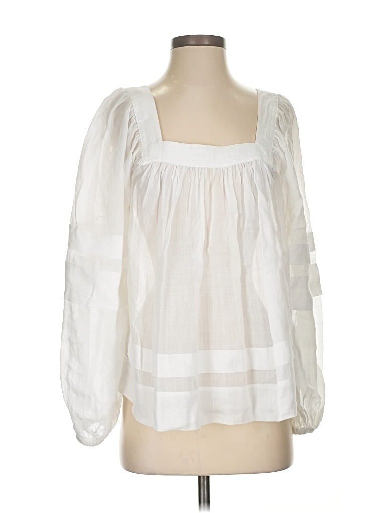 Pre-owned Banana Republic Long Sleeve Blouse In White