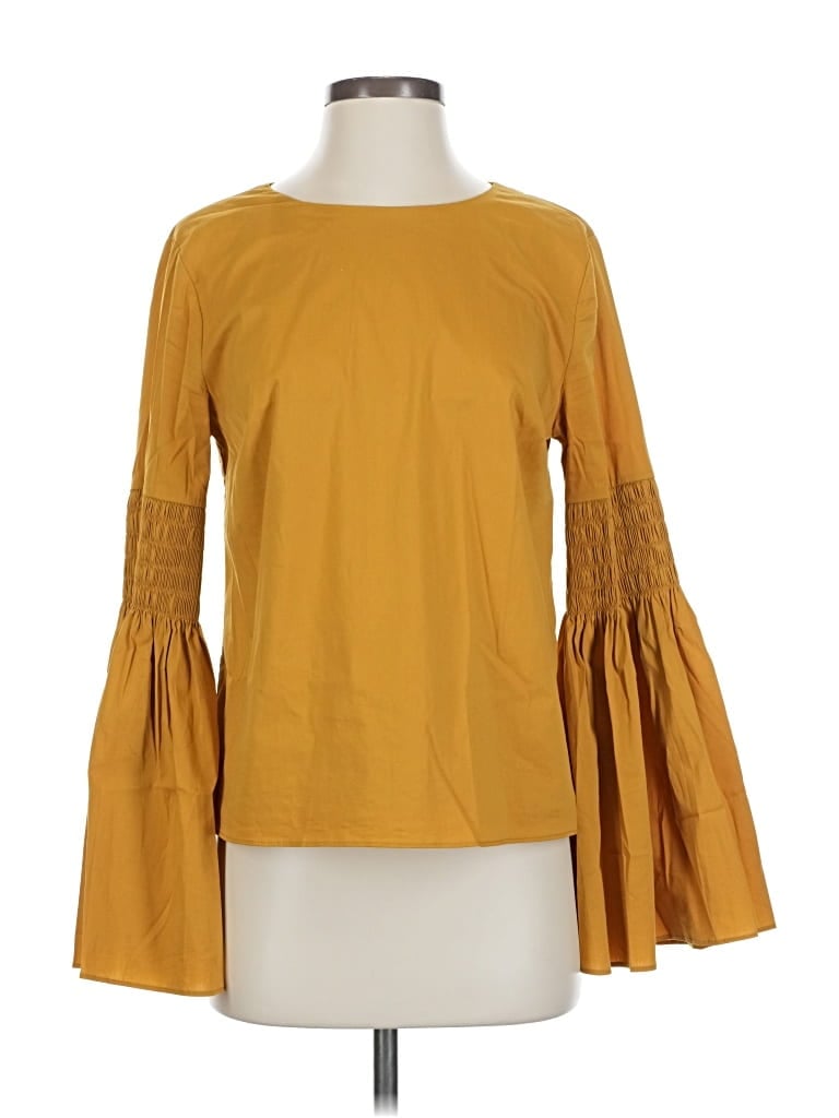 Pre-owned Catherine Catherine Malandrino Long Sleeve Blouse In Yellow