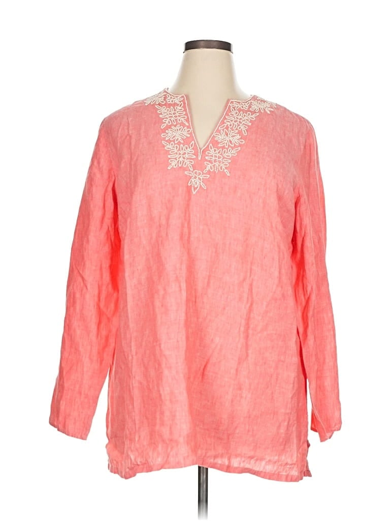 Pre-owned Lands' End Long Sleeve Blouse In Red