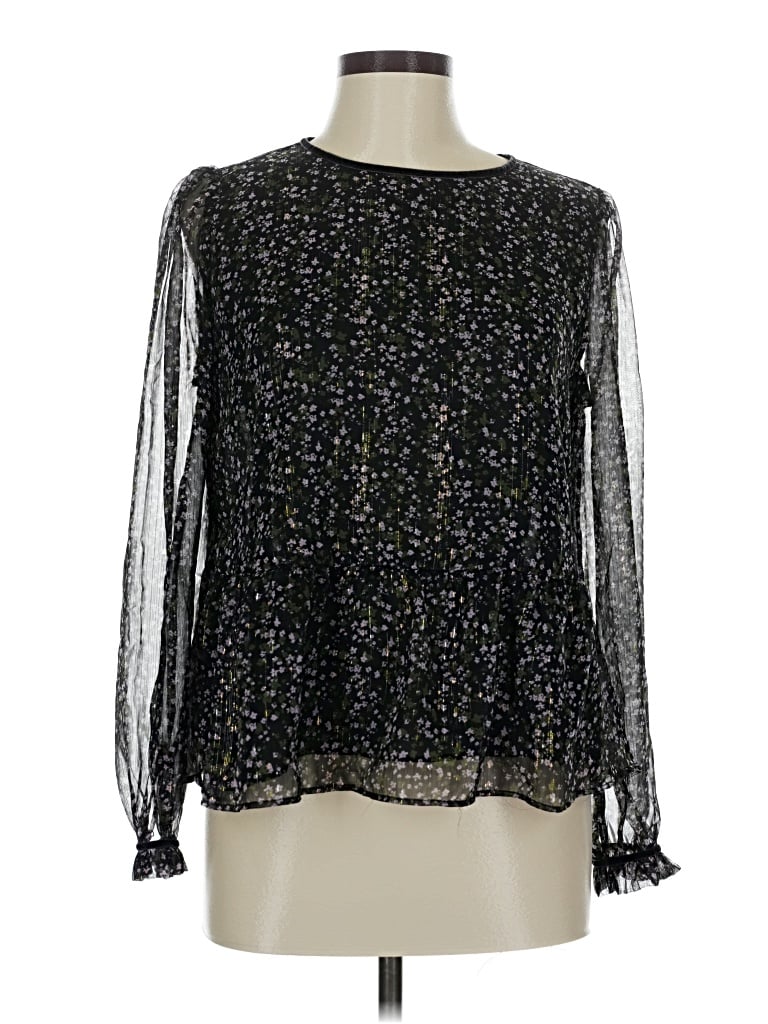 Pre-owned Ann Taylor Loft Long Sleeve Blouse In Black