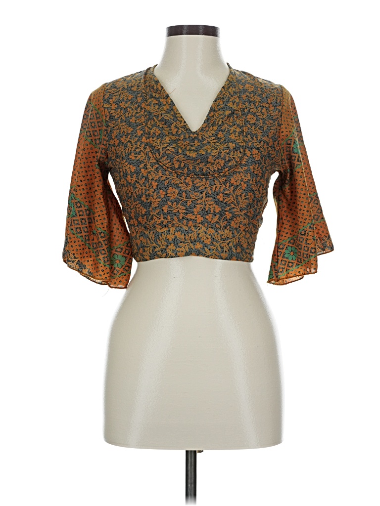 Pre-owned Earthbound Trading Co. 3/4 Sleeve Blouse In Yellow