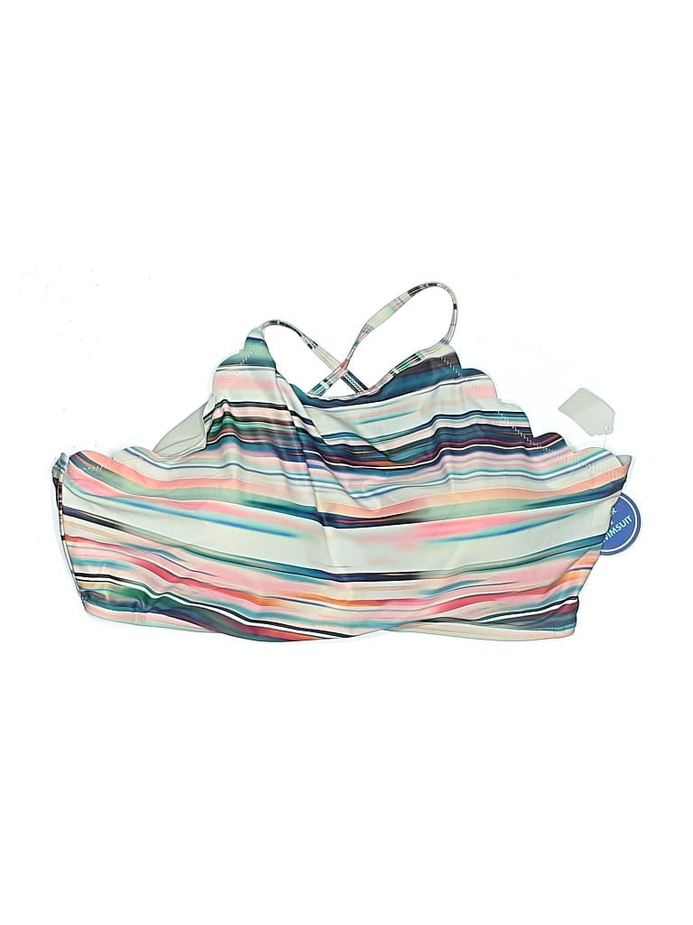 Pre-owned Swimsuits For All Swimsuit Top Blue Stripes Pattern Swimwear