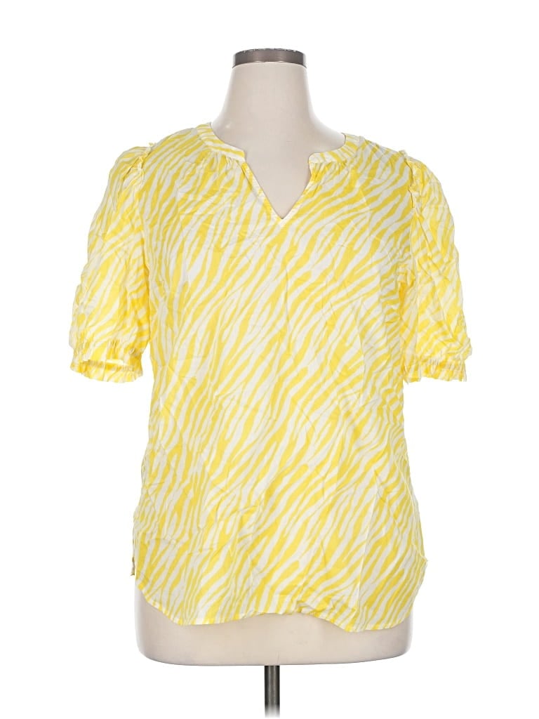 Pre-owned Talbots Short Sleeve Blouse In Yellow