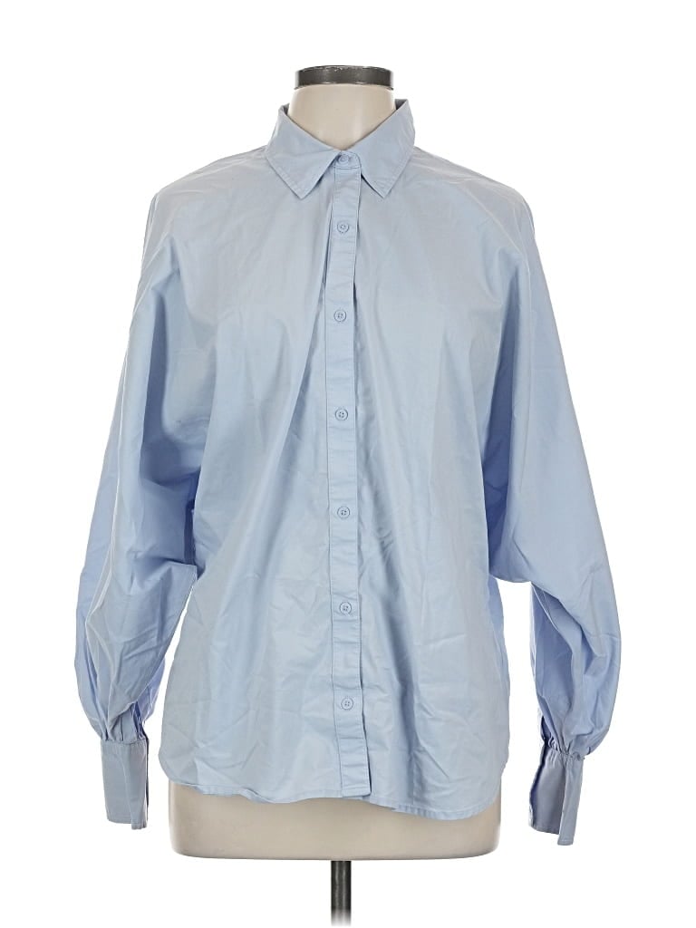 Pre-owned Express Long Sleeve Button Down Shirt In Blue