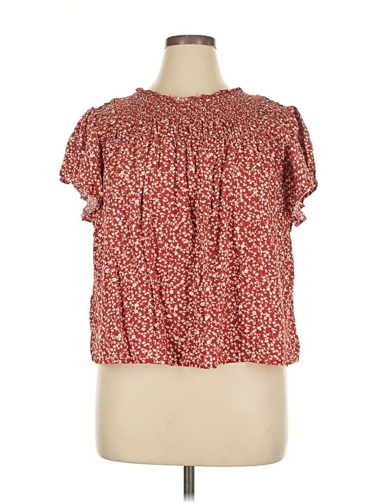 Pre-owned Old Navy Short Sleeve Blouse In Red