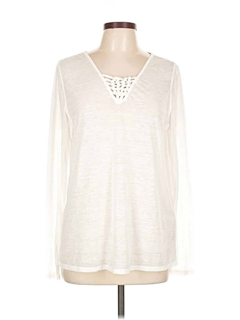 Pre-owned Nanette Lepore Long Sleeve T-shirt In White