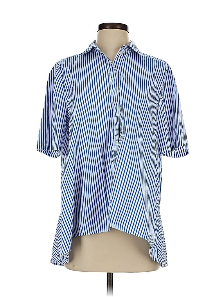 Pre-owned Nordstrom Short Sleeve Blouse In Blue