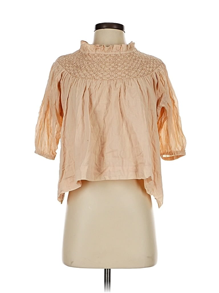 Pre-owned Laude The Label 3/4 Sleeve Blouse In Brown