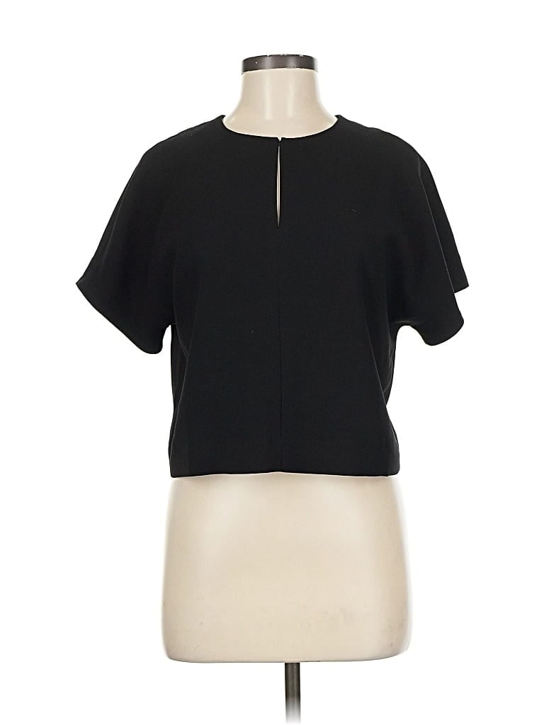 Pre-owned J.crew 365 Short Sleeve Top Black Keyhole Neckline Tops