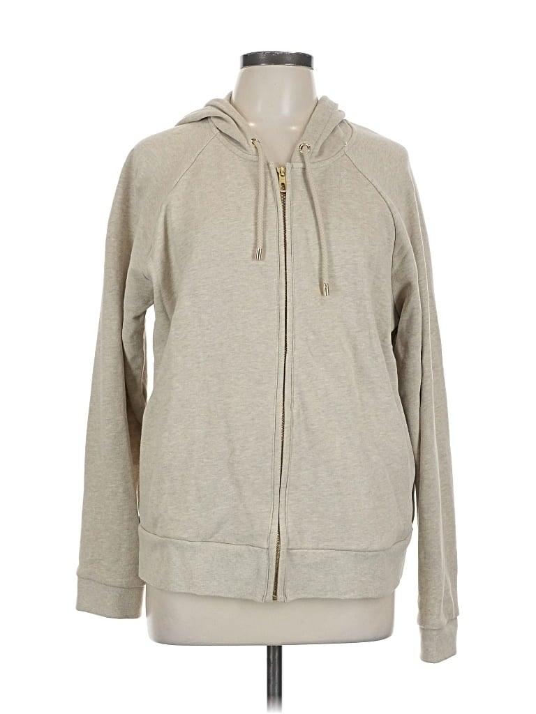 Pre-owned Lands' End Zip Up Hoodie In Brown
