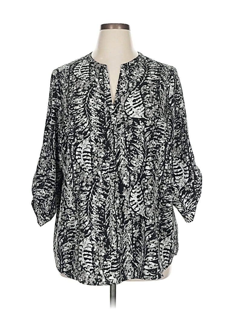 Pre-owned Dalia 3/4 Sleeve Blouse In Black