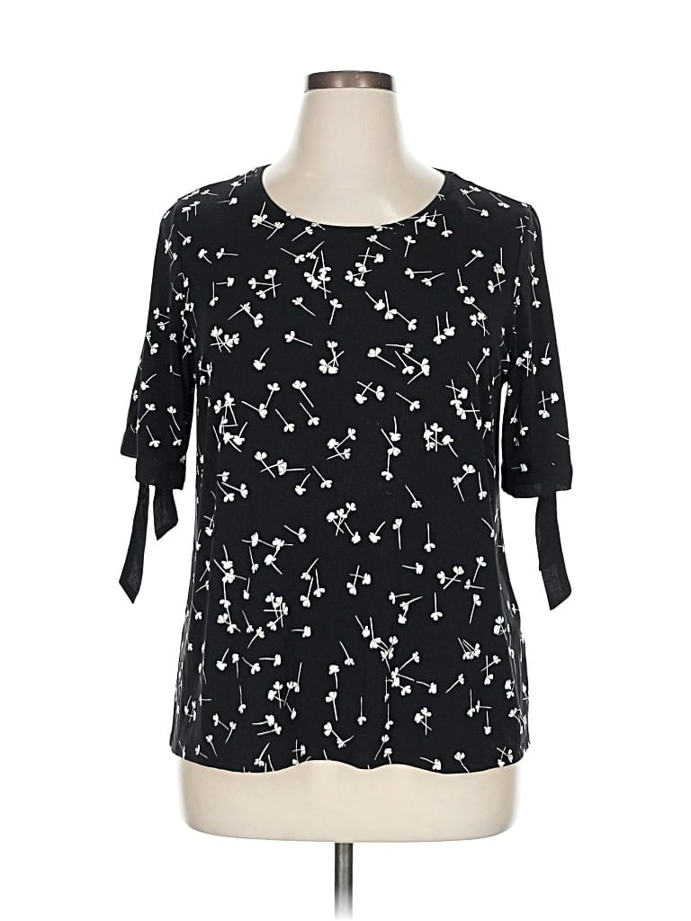 Pre-owned Cece Short Sleeve Blouse In Black