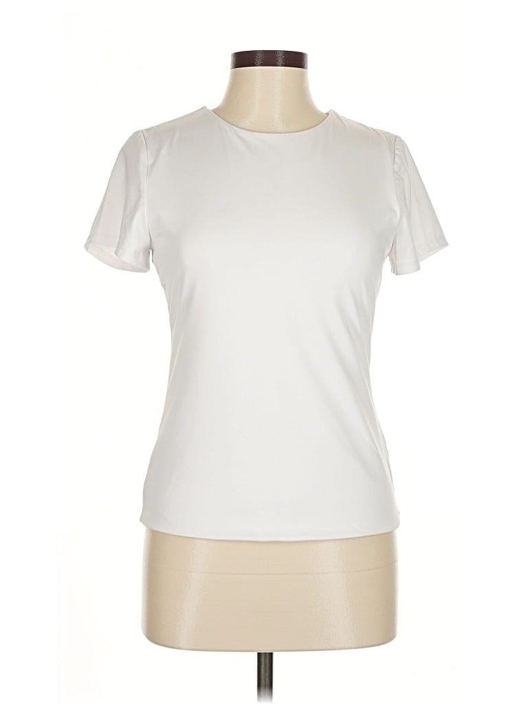 Pre-owned Halogen Short Sleeve T-shirt In White