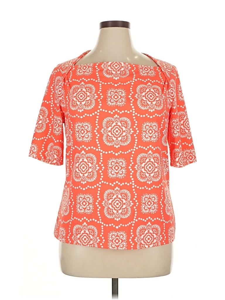 Pre-owned Ann Taylor Short Sleeve Blouse In Orange