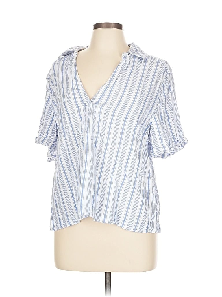 Pre-owned Universal Thread Short Sleeve Blouse In Blue