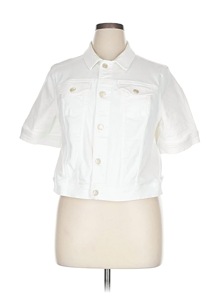 Pre-owned Talbots Denim Jacket In White