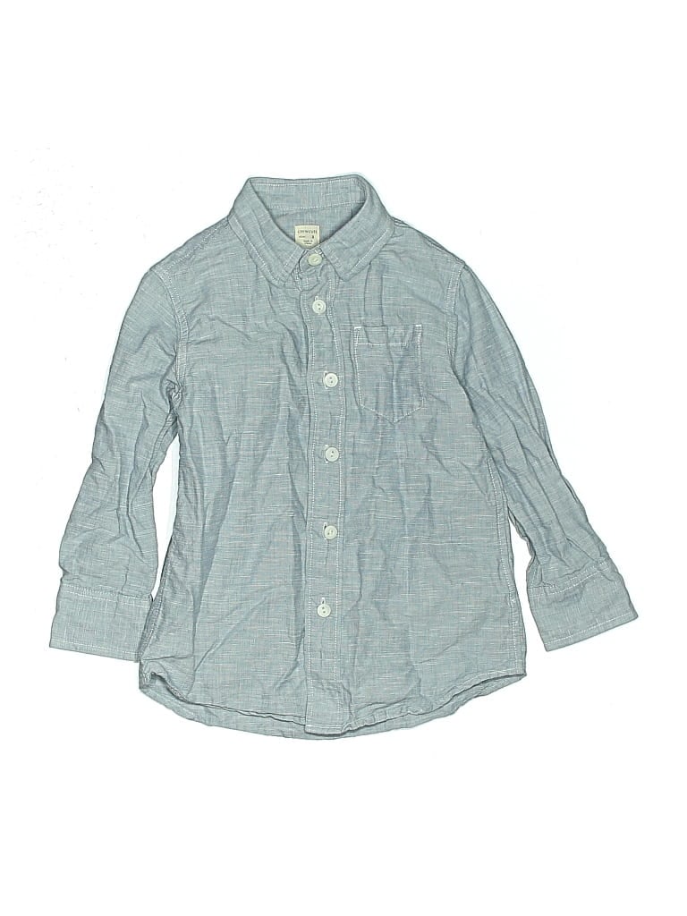 Pre-owned Crewcuts Kids' Long Sleeve Button Down Shirt In Blue