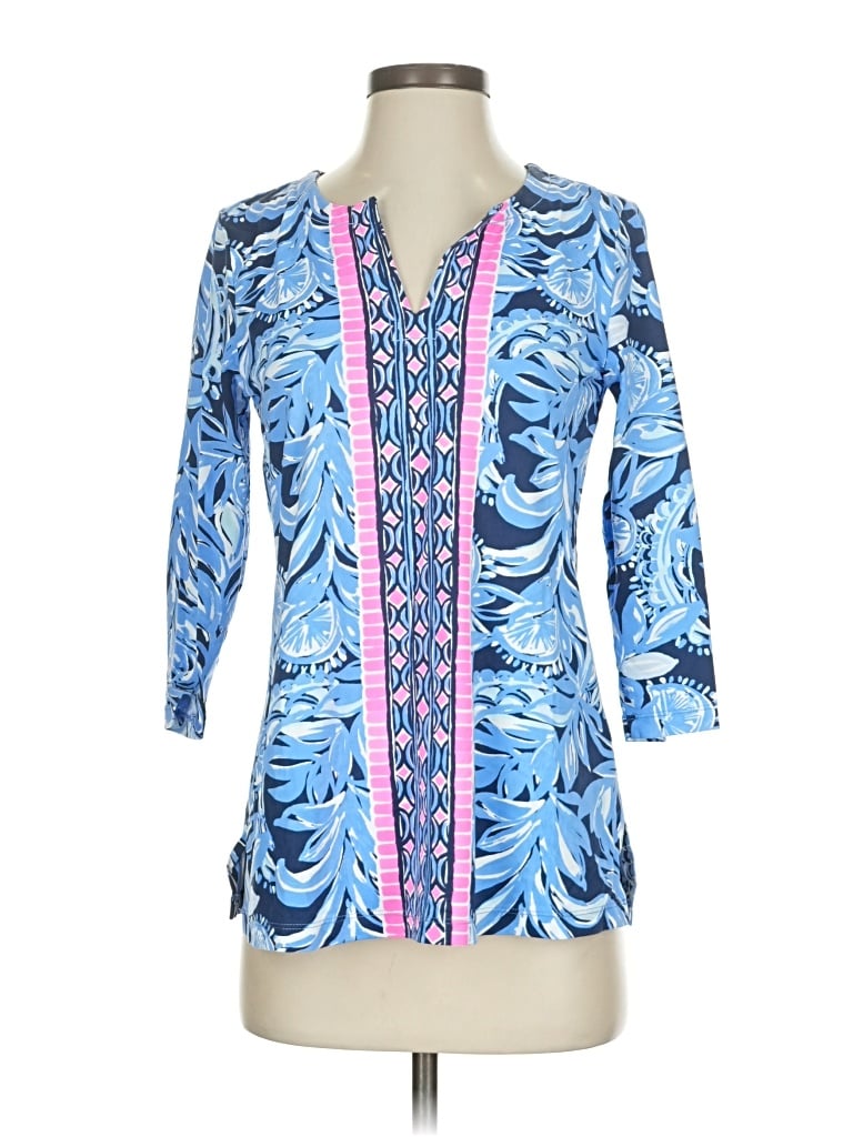Pre-owned Lilly Pulitzer 3/4 Sleeve Blouse In Blue