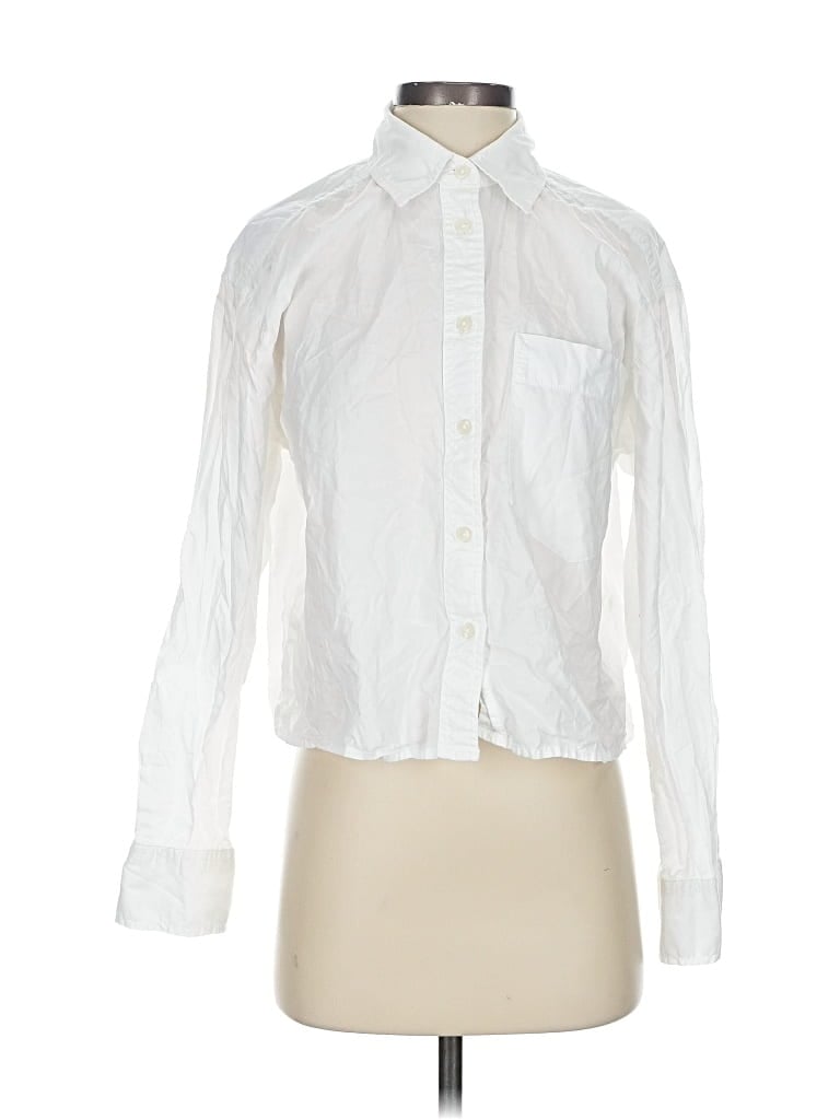 Pre-owned Banana Republic Factory Store Long Sleeve Button Down Shirt In White
