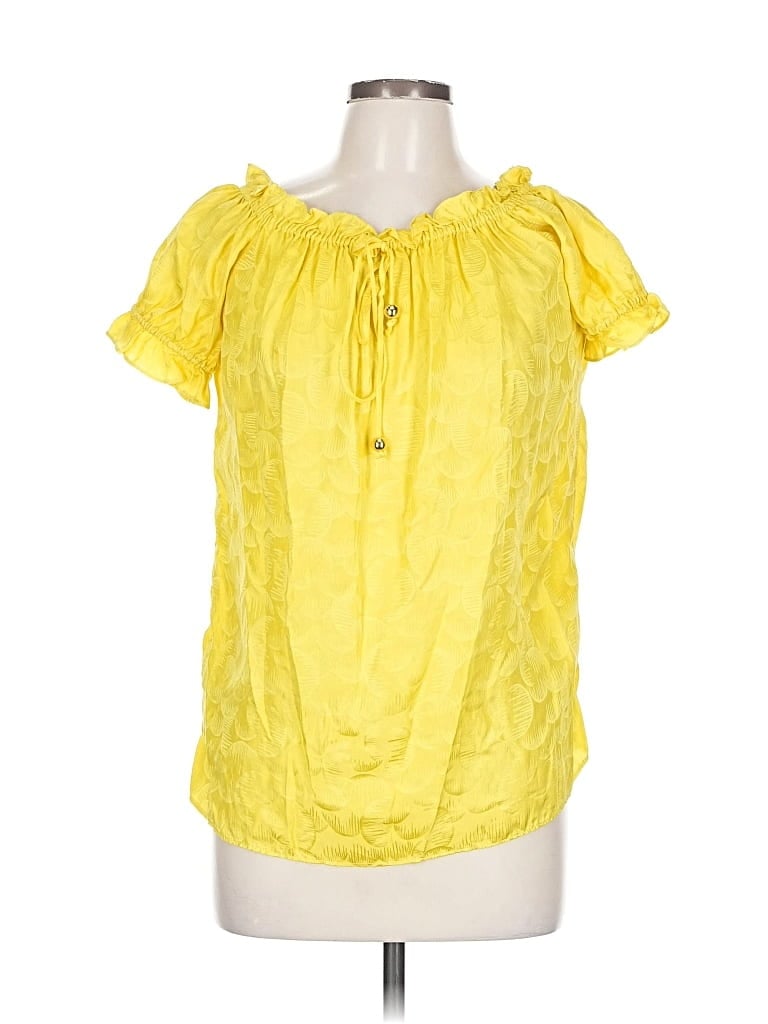 Pre-owned An Original Milly Of New York Short Sleeve Blouse In Yellow