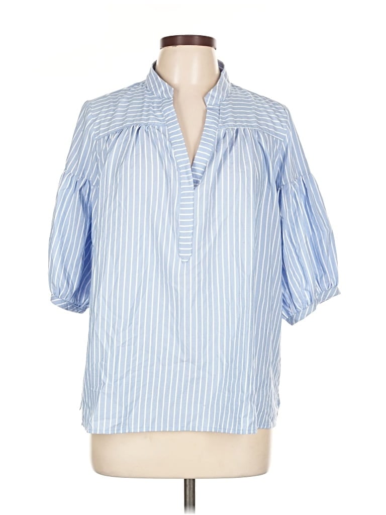 Pre-owned Gigio 3/4 Sleeve Blouse In Blue