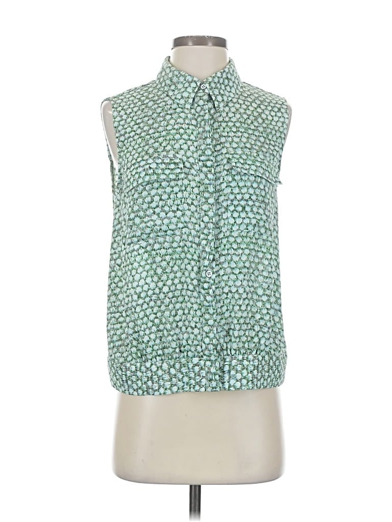Pre-owned Cabi Sleeveless Button Down Shirt In Green