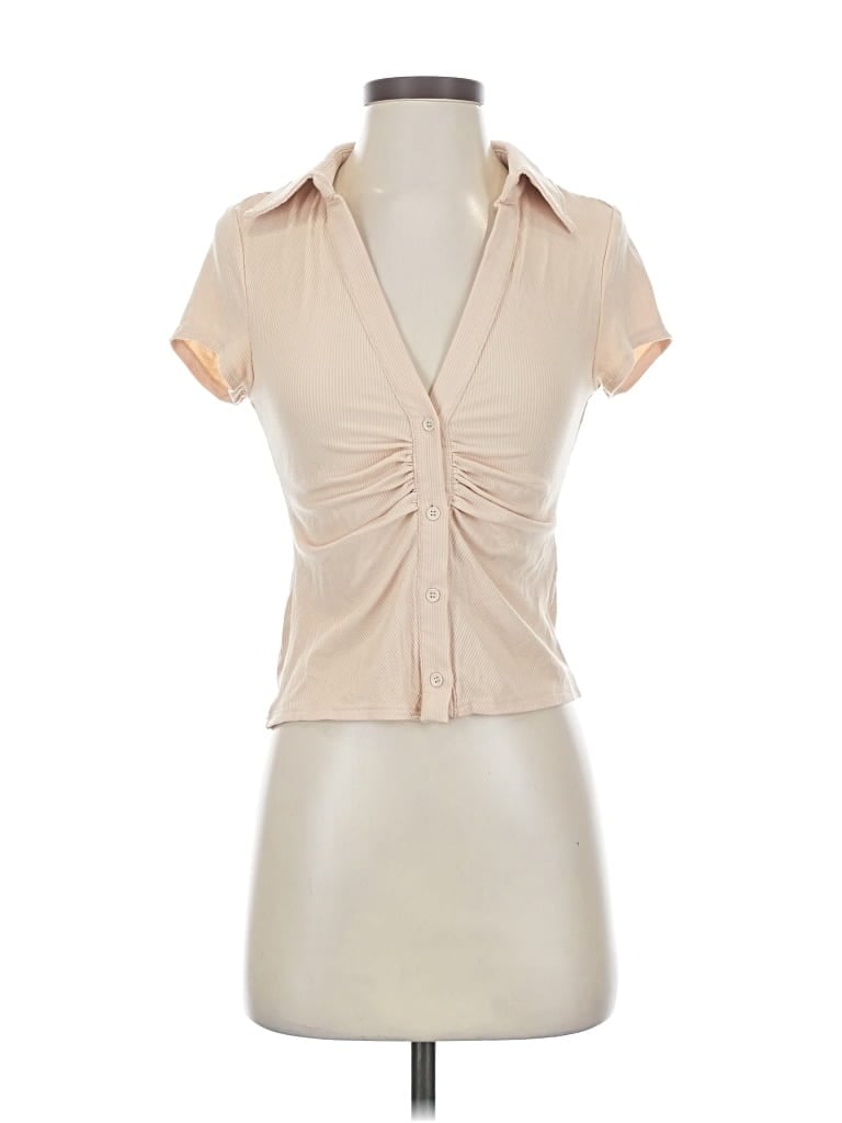 Pre-owned Lulus Short Sleeve Blouse In Brown