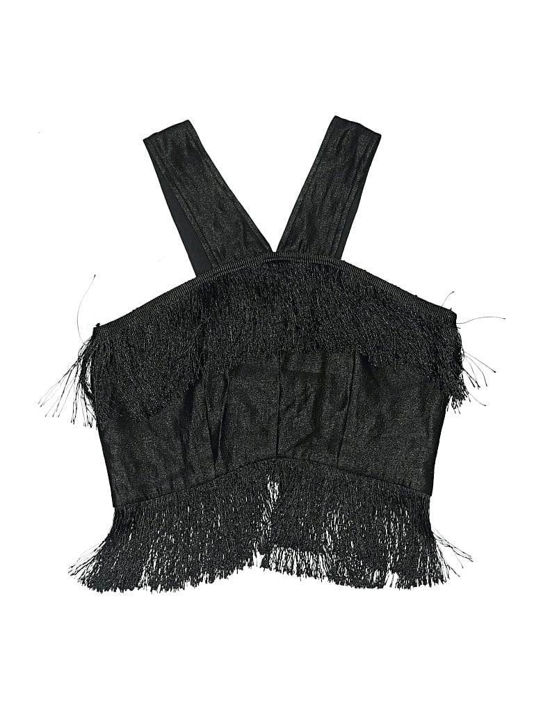 Pre-owned Joa Halter Top Black Solid Pattern Halter Neckline Tops