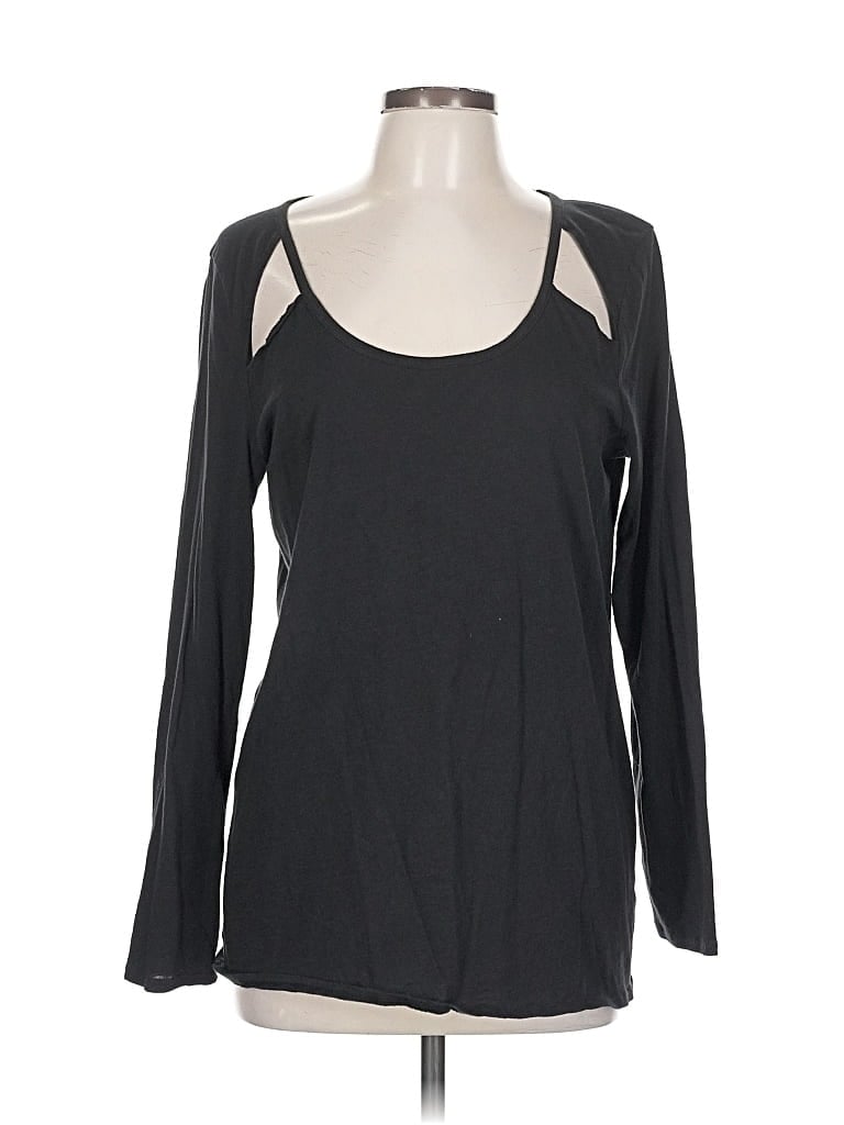 Pre-owned Chaser Long Sleeve Top Black Cold Shoulder Neckline Tops