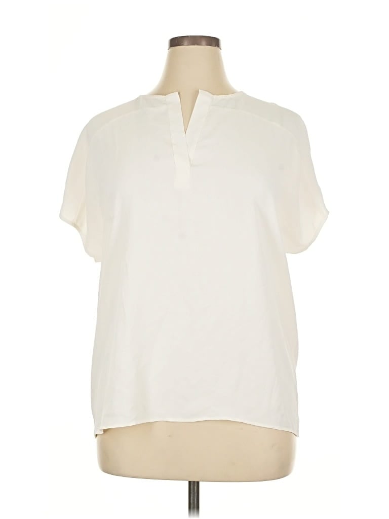 Pre-owned Ann Taylor Short Sleeve Blouse In White