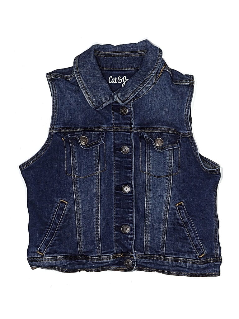 Pre-owned Cat & Jack Kids' Denim Vest In Blue