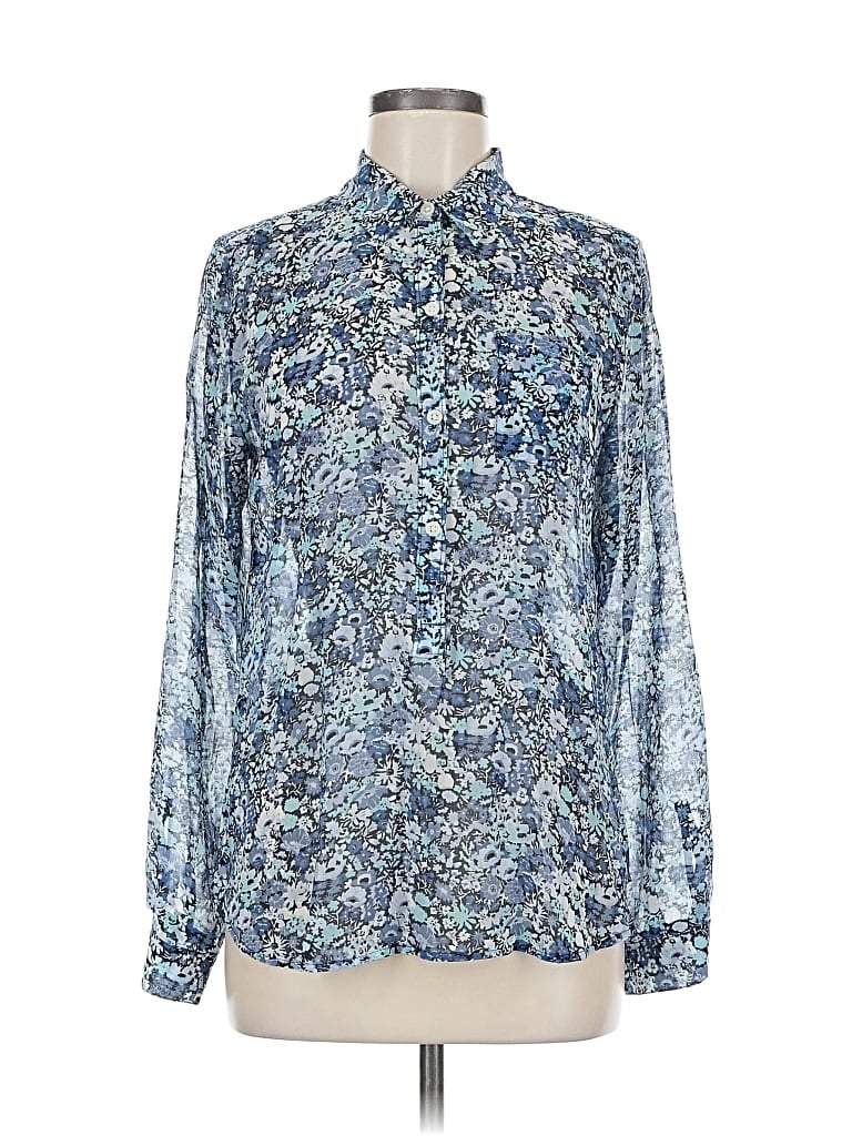 Pre-owned Ann Taylor Loft Long Sleeve Blouse In Blue