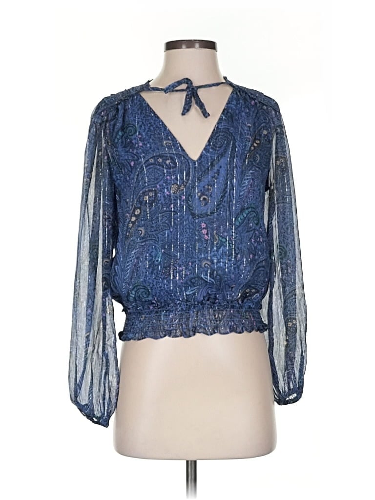 Pre-owned Lucky Brand 3/4 Sleeve Blouse In Blue