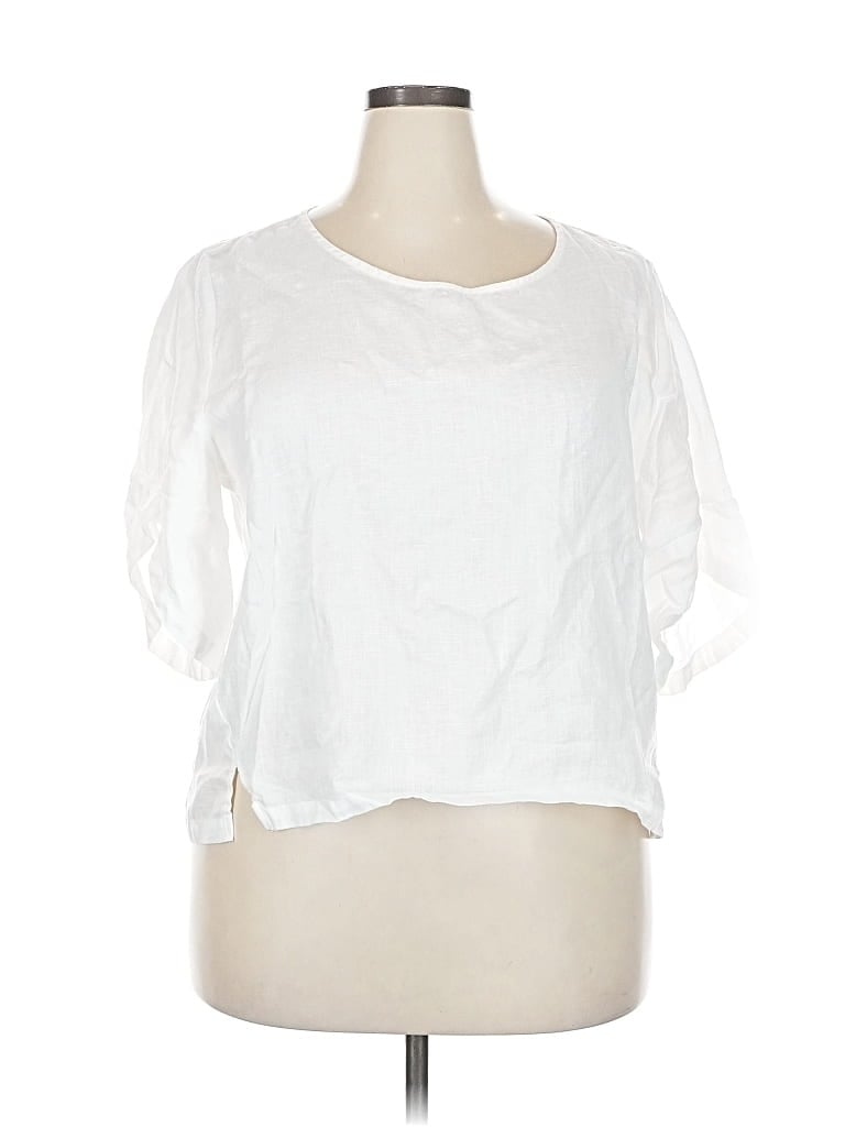 Pre-owned Lintico 3/4 Sleeve Blouse In White