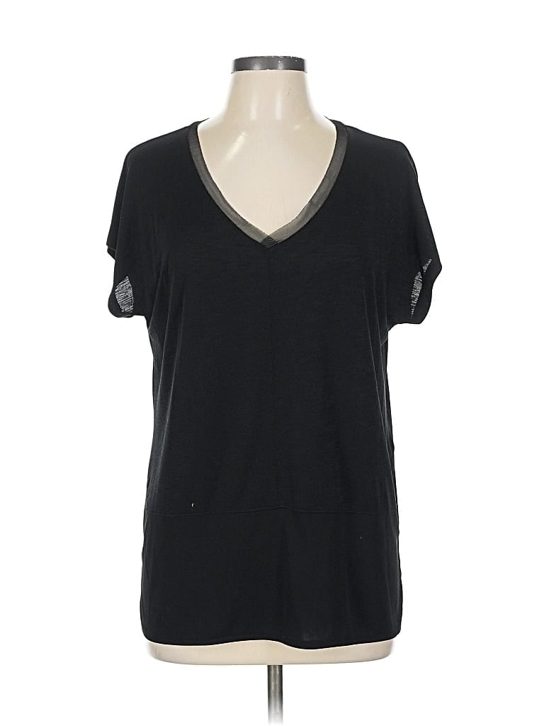 Pre-owned Bar Iii Short Sleeve Top Black V Neck Tops