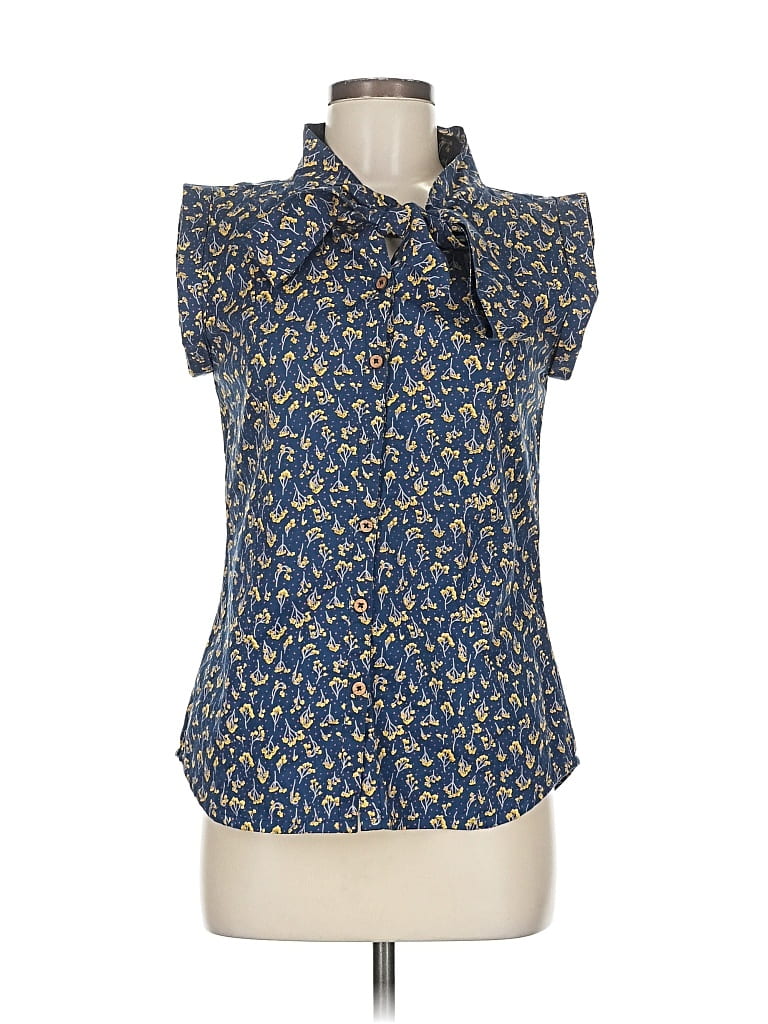 Pre-owned Mata Traders Short Sleeve Blouse In Blue